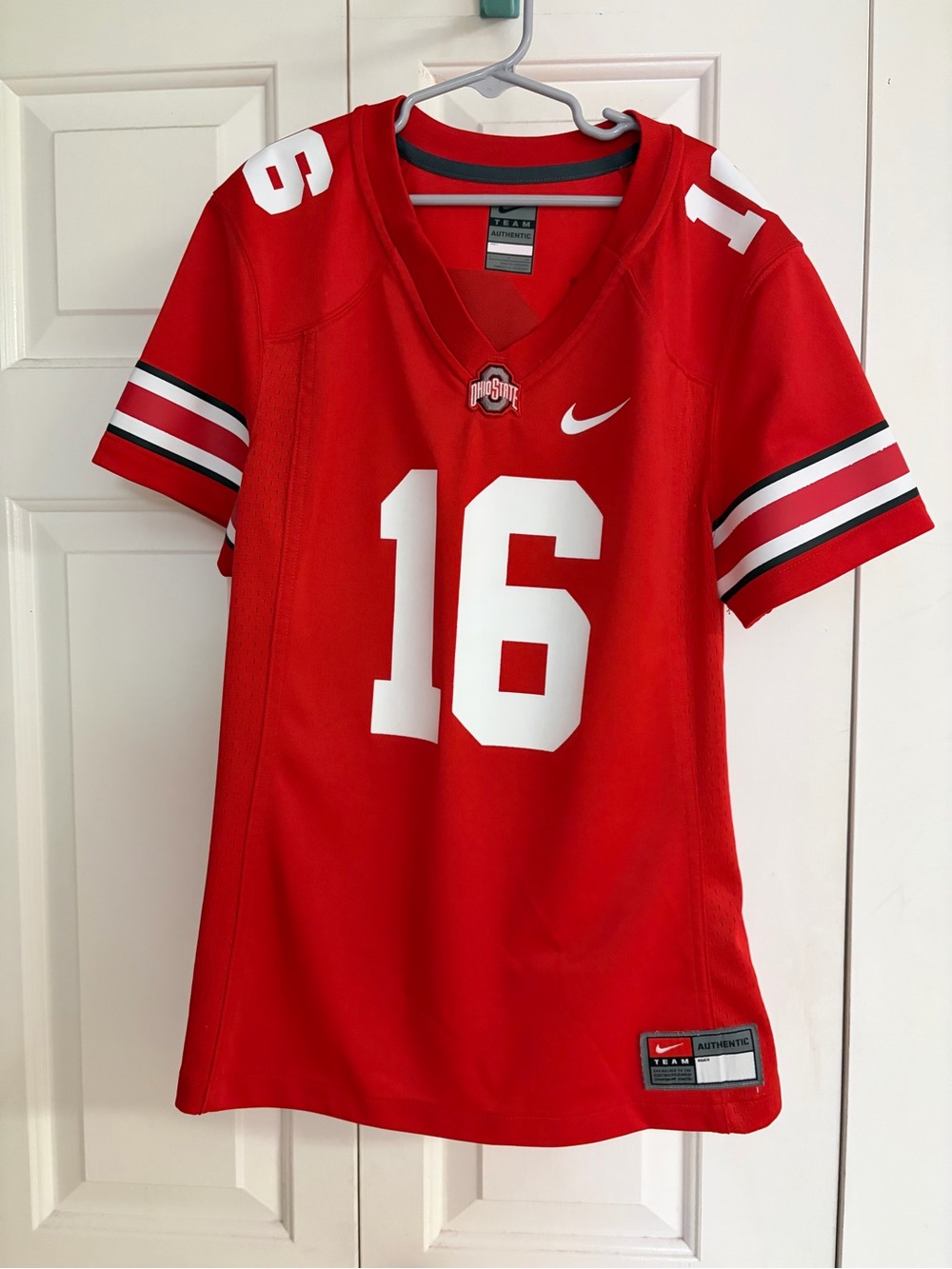 Nike Red Ohio State Football Jersey with White Number 16
